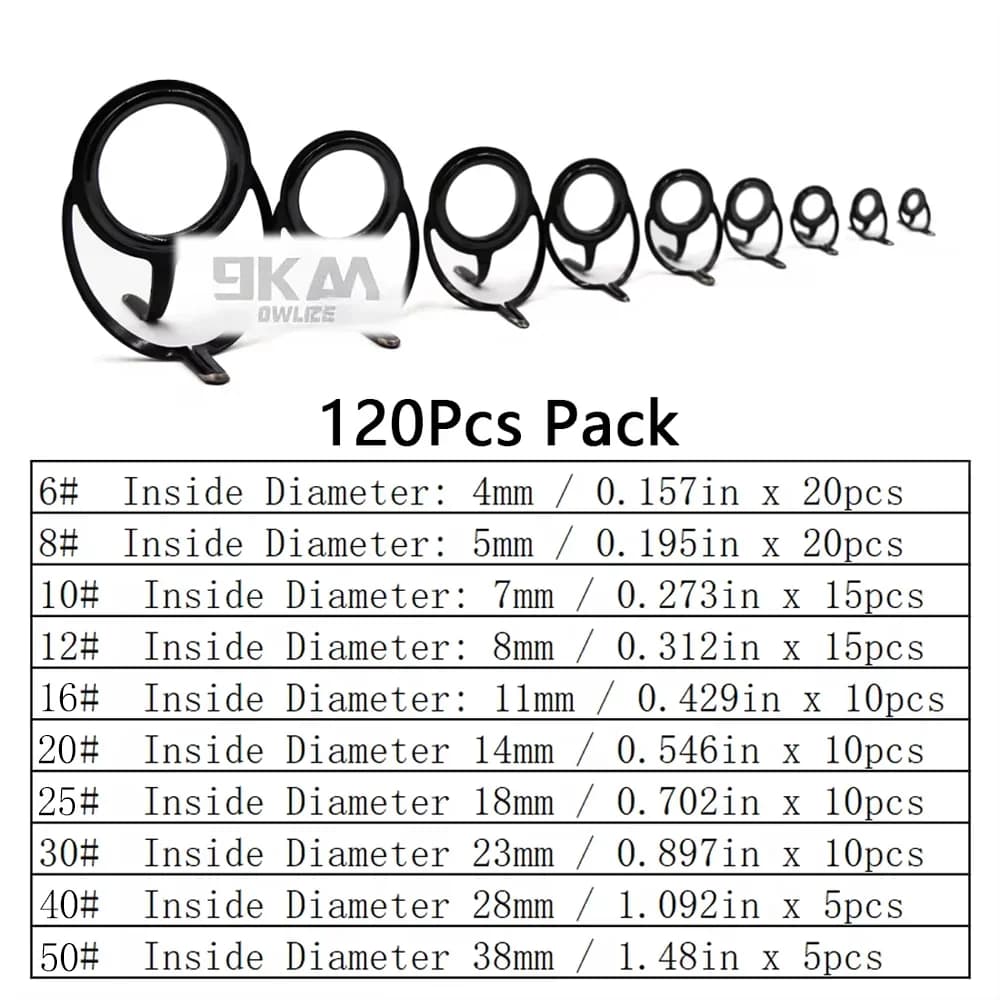 ステンレス製フィッシングロッドガイド修理キット 4-38mm