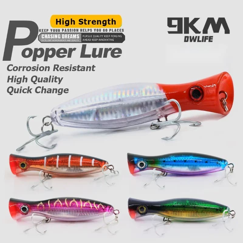 13cm ソルトウォーター トップウォーター ポッパー ルアー トリブルフック付き